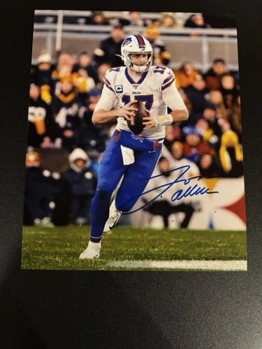 Josh Allen  signed 8x10 Photo with Dual COAs Buffalo Bills NFL Pro Bowl QB