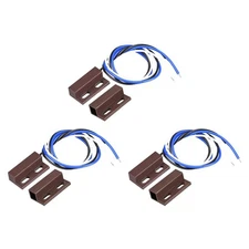 Wired Door Contact Sensor NO NC Surface Mount Magnetic Reed Switch Brown 3 Pcs