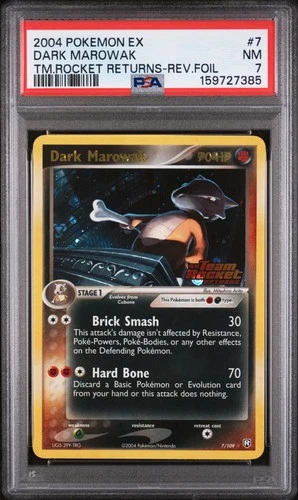 2004 POKEMON EX TEAM ROCKET RETURNS #7 DARK MAROWAK-REVERSE FOIL PSA 7