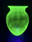 Antique Uranium/Depression/Vaseline Glass Vase Cameo Ballerina Hocking Glowing
