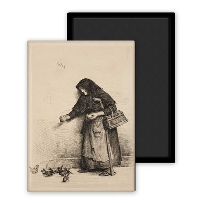 Frau mit Spatzen - Carl Bloch - Magnet 54x78mm