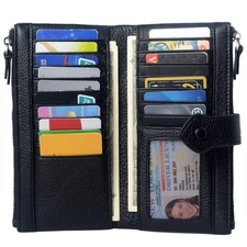 Women Soft Leather RFID Blocking Bifold Slim Wallets Ladies Credit Card Holde...
