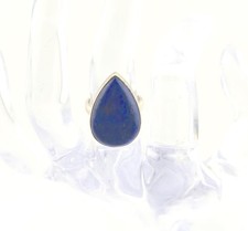 Vintage Sterling Silver Lapis Lazuli Ring Teardrop Gemstone Stone Blue Chunky