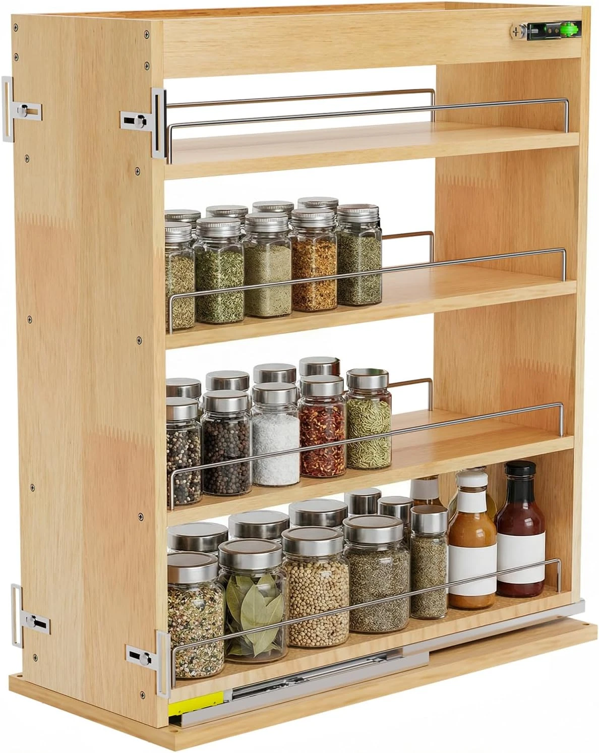 Pull Out Spice Rack Organizer for Cabinet, 8" W X 22.3" D X 25.2" H Multi-Use So