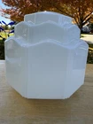 Antique Art Deco Skyscraper Milk Glass Ceiling Light Shade + Chrome BEAUTIFUL!