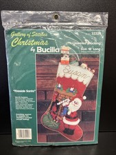 VTG BUCILLA Fireside Santa Christmas Felt Stocking Kit 32224 Jeweled NIP 18"