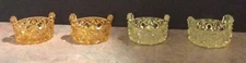 4 Cut Crystal Salt Cellars - Condiment Dips - Amber - Green
