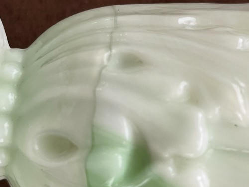 2 Arko Agate Urn Vase Slag Glass W/Handles 1. Opaque White with Green 2.Blue - Picture 5 of 9