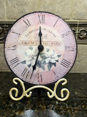 VINTAGE TIMEWORKS INC ''LA BOUTIQUE DE FLEURS PARIS'' COUNTERTOP CLOCK~NOT WORKING