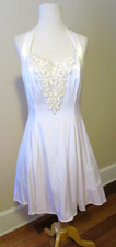 VINTAGE 1980 / 1990'S "JUMP" WHITE SEQUIN HALTER DRESS, SZ 13 PRETTY PROM DRESS