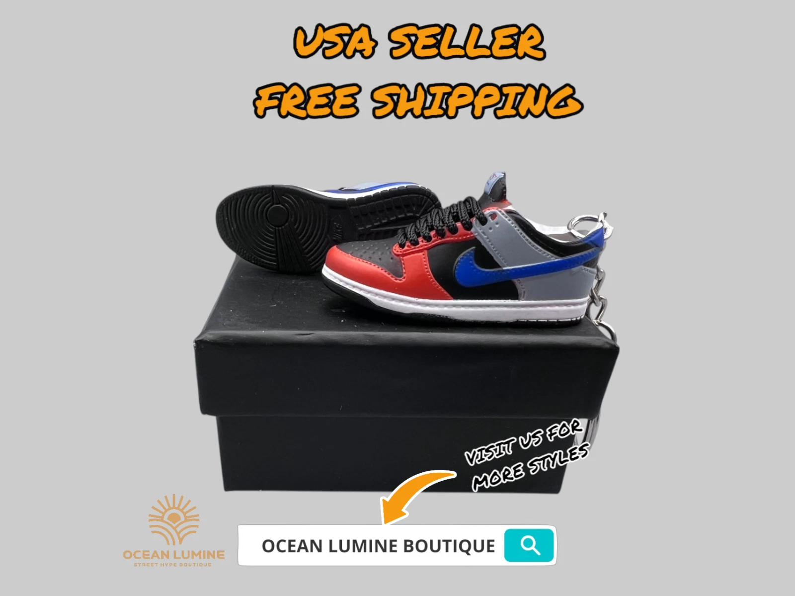 SB Dunk Low Mini Porte clés Baskets 3D, Baskets Basketball Boîte de Collection Options