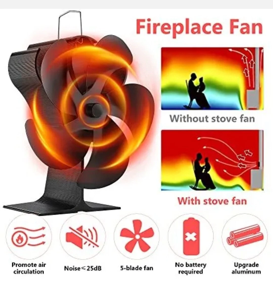 Wood Stove Fan Fireplace Fan for Wood Burning Stove Heat Powered fan Wood  Sto... | eBay