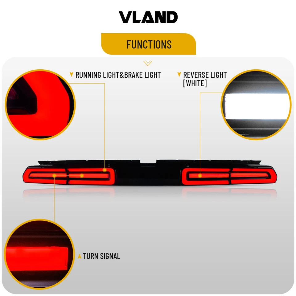 Luces traseras LED VLAND con indicador secuencial para Dodge Challenger 2008-2014 Foto 3 de 4