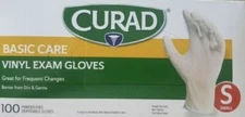 Curad Basic Care Vinyl Exam Gloves Small 1 Box for 100 Gloves