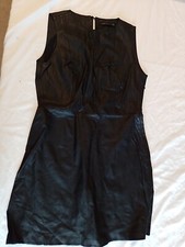 Ladies Faux Leather Dress Zara Size L Sleeveless Black 25384