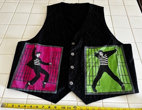Elvis Presley Vest-Custom Made by Me One of a kind Cotten Fabric-Lrg to EX Lrg - Picture 2 of 4