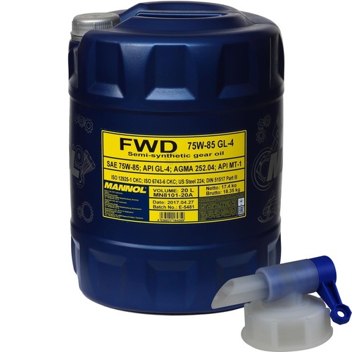 MANNOL Getriebeöl Basic Plus 75W-90 – 20 Liter, API GL 4+, Mit Auslaufhahn
