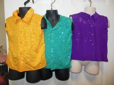 Faux sequin Spandex Sleeveless SnapFront Shirt FOUR COLORS Child/Adult sizes