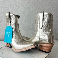 Lane SMOKESHOW Cowboy Bootie Womens 7 Gold Leather Western Cowgirl Short Boots