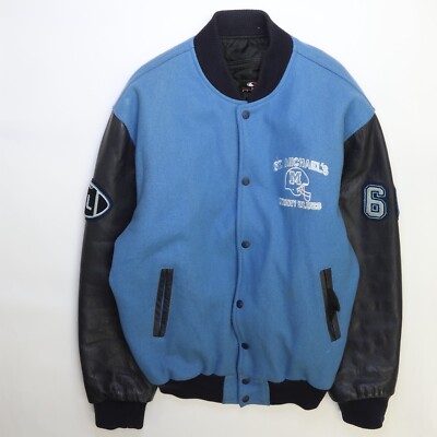 Vintage St Michael's Kerry Blues Football Leather Wool Varsity Jacket Size XL