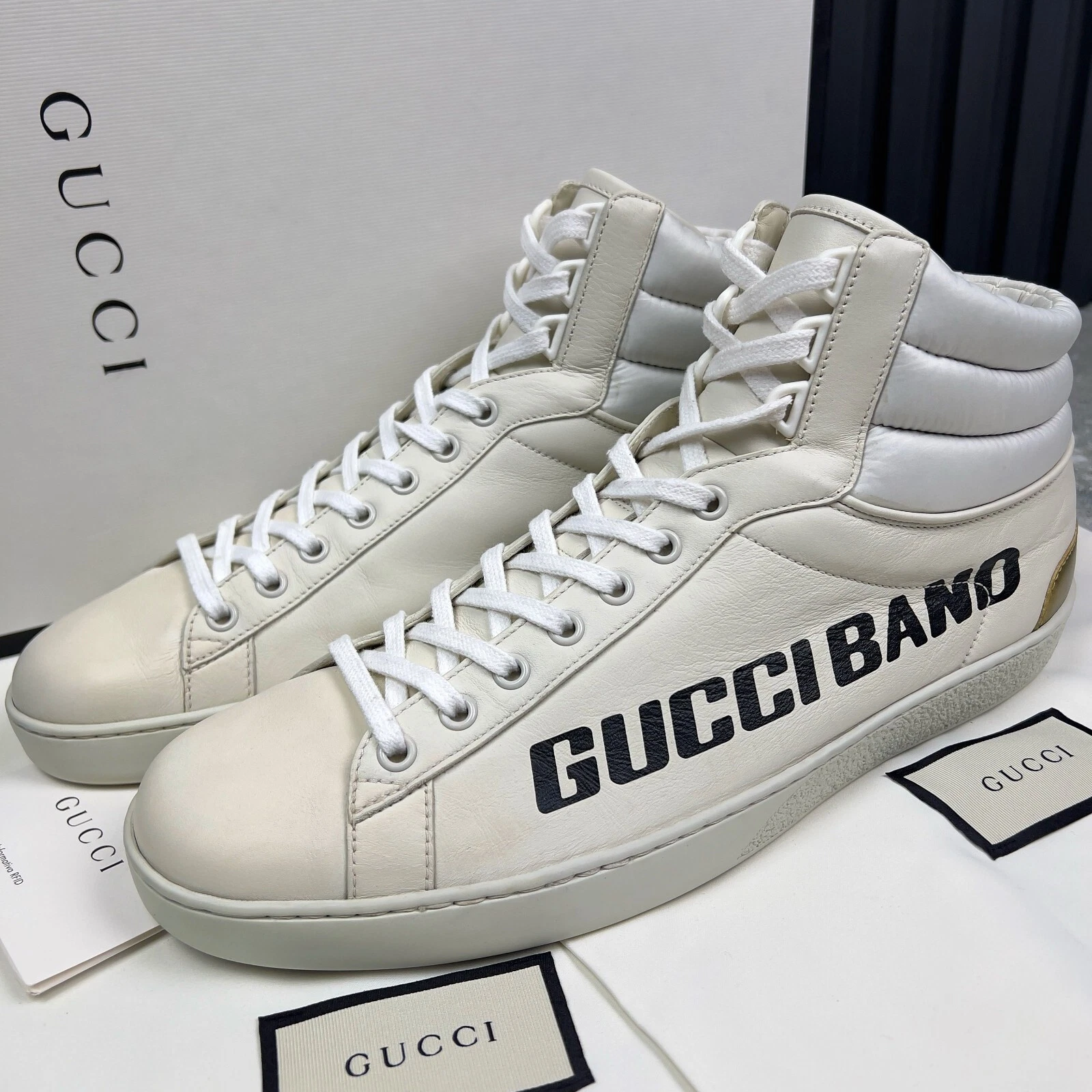 Baskets Gucci Ace Band imprimé graphique cuir de veau blanc 10 G ou 10,5 US ou *