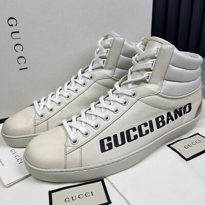 Gucci Ace Band Graphic Print Sneakers Calfskin White 10 G or 10.5 US or 44 EUR *