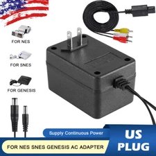 AC Power Supply Adapter Cable + Audio AV RCA Cord for Nintendo NES SNES GENESIS