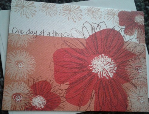 Gina B Card One Day At A Time Red Floral Comfort Support AA New Beginning USA - Picture 1 of 3