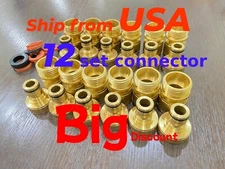 12 SET  Garden Water Hose Quick Connect Fittings Brass Faucet Adapter 3/4" 