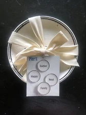 Pier 1 Imports Appetizer Plates 4 Piece Gather Family Happy Nest 6” Round NEW