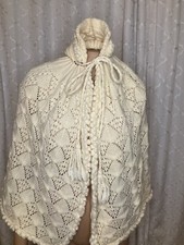 VINTAGE CROCHET CREAM/IVORY CAPE WITH HOOD FOR BABY OR TODDLER