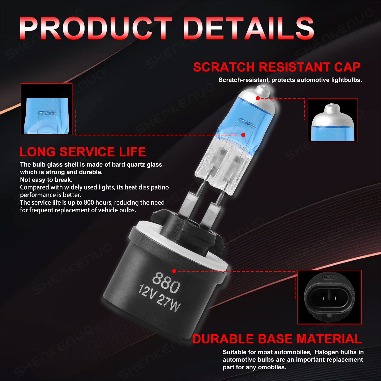 2x 880 Halogen 12V 27W Car Fog Light Bulb Warm White Glass 884 885 892 ...