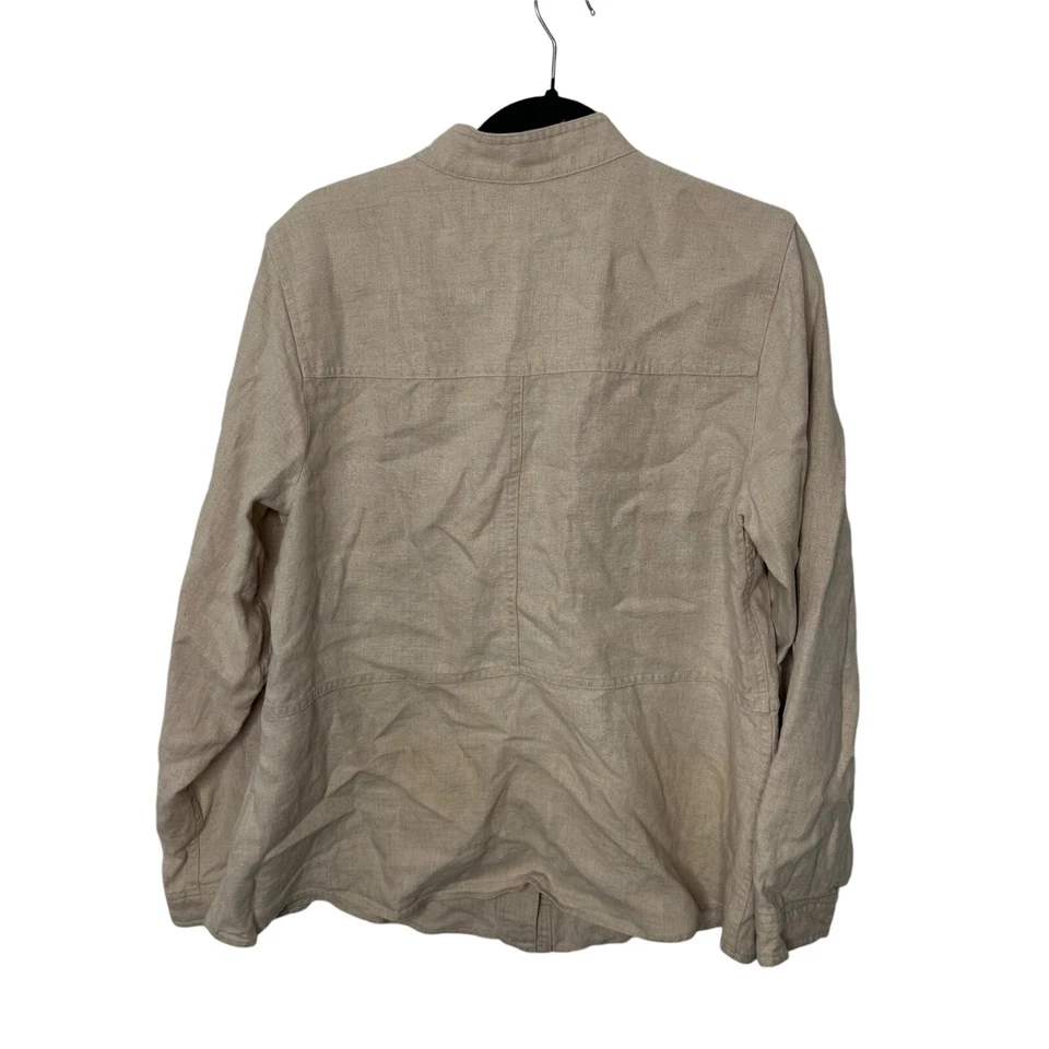 Chaqueta Blazer Charter Club de Lino 1X Beige Utilitario Lagenlook Tostado Bolsillos Frontales Foto 2 de 4