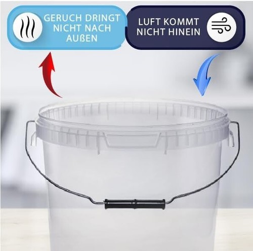 Secchio Alimentare 20L con Coperchio Trasparente X5 X10 X20 Plastica Sicura - Photo 6/24