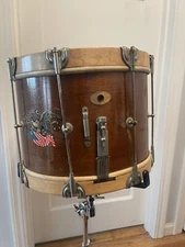 Slingerland 1940-50 Oval Badge marching Snare Drum 10" X 14" Mahogany