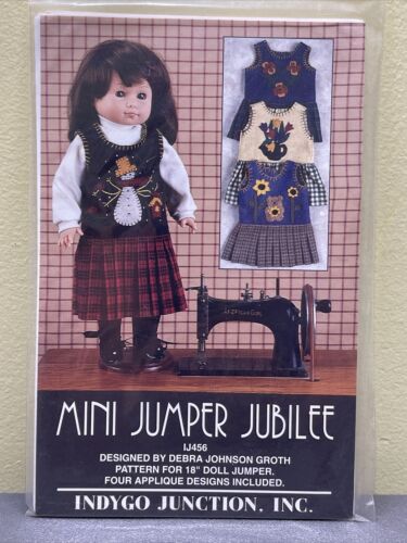 Indygo Junction 18" American Girl Doll Dress Mini Jumper Jubilee Sewing Pattern - Afbeelding 1 van 2