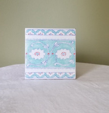 Floral Hand Glazed Crackled Terracotta Backsplash Tile Accent Tile Kitchen Italy