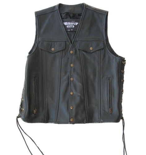 Gilet En Cuir Buffalo Pour Bikers Homme - Style Motard Club, Taille Classique