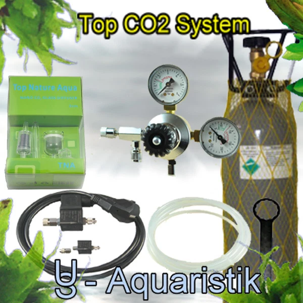 US-AQUARISTIK CO2 Anlage 2kg ca. 200 l mit Magnetventil-Nachtabschaltung - SE-LED