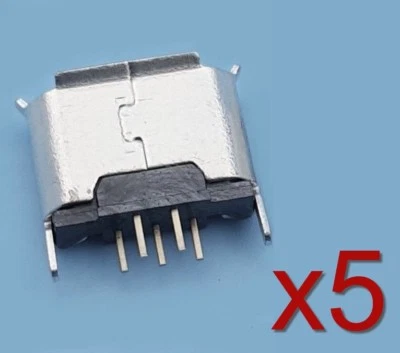 5x Connecteur à souder micro type B USB femelle 180°/ 5x Female connector solder - Photo 1/4