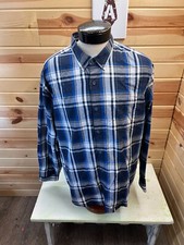 Eddie Bauer Shirt Mens 2XL LS Plaid Pockets Blue Classic Fit Performance