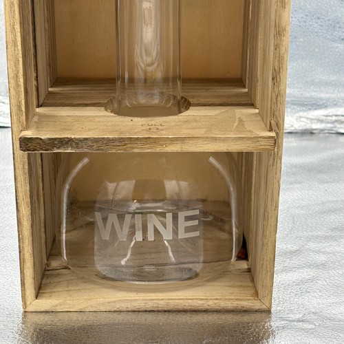 Artland Set Decanter Vino 750ml Con Tappo Sughero Cassa Legno Barware Regalo - Foto 2 di 17