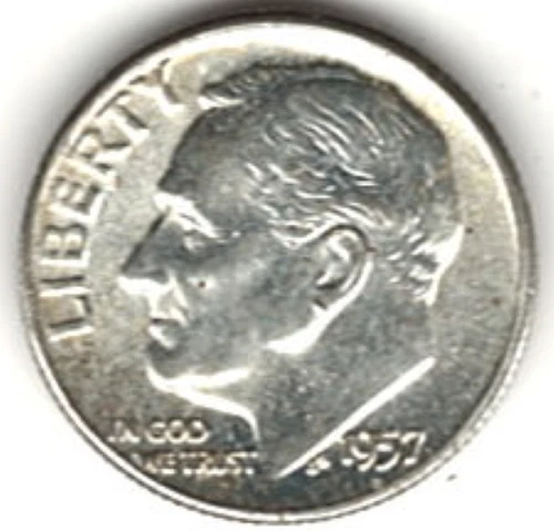 1957 ROOSEVELT DIME in BRILLIANT UNCIRCULATED CONDITION stk R .12