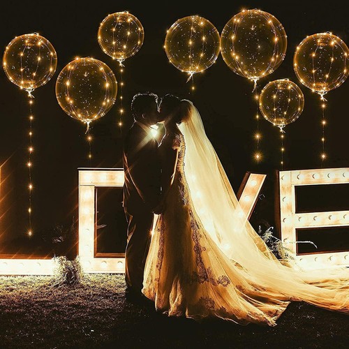 LED Balloons WARM LIGHT UP Clear LED Bobo ballons Wedding CHRISTMAS Birthday - Picture 7 of 7