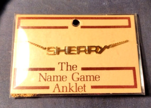 Authentic NOS Vintage The Name Game "SHERRY" Anklet Gold Plated Personalized
