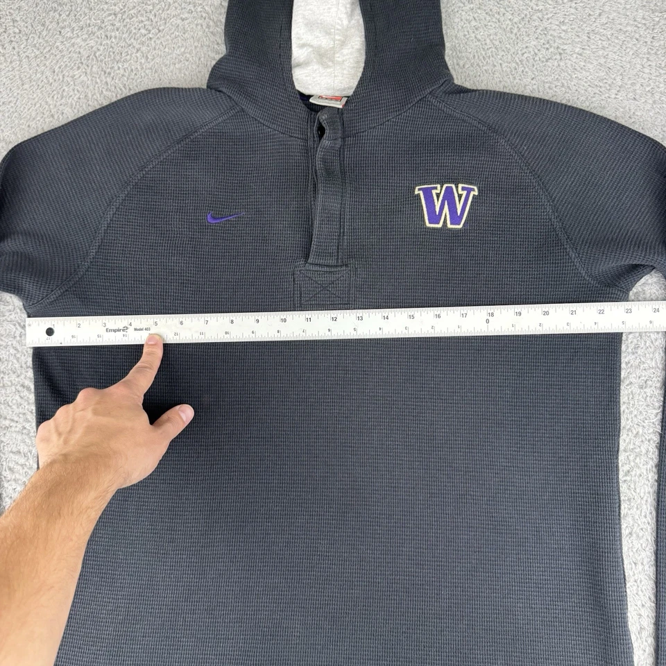 Nike Washington Huskies Hoodie Sweater Waffle Knit Henley Mens Size Xl Black Y2k - Image 4 of 4