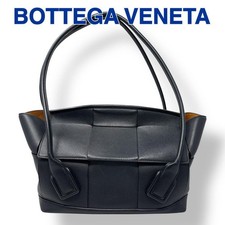 BOTTEGA VENETA Tote Bag Hand Bag Medium The Arco Black Silver Hardware Leather B