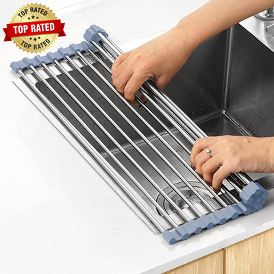 Dish Drying Rack, Roll up Dish Drying Rack Kitchen Dish Rack Stainless Steel Si