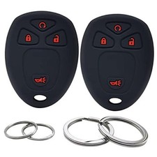 2Pcs Silicone 4 Buttons Key Fob Cover Remote Case Keyless Black With Red