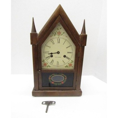 Vintage Seth Thomas Steeple Mantel Clock German Movement Key Wind Works Chimes